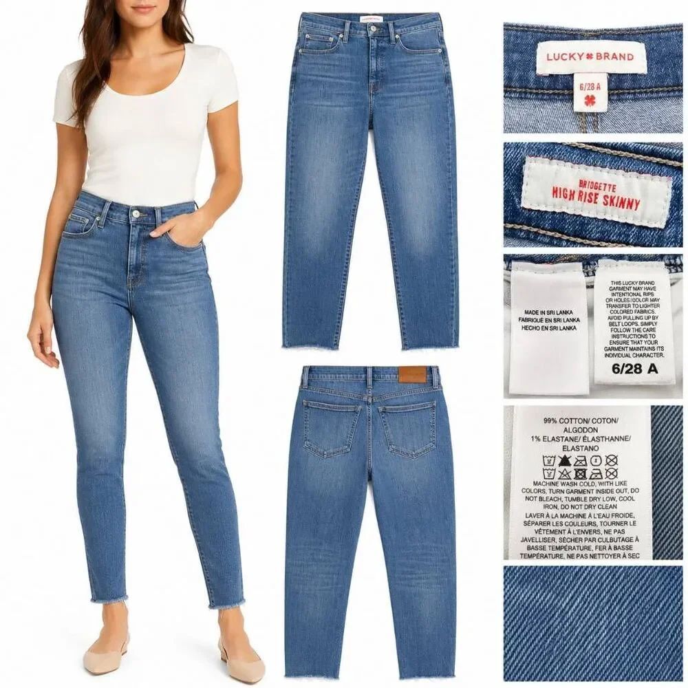 Lucky Brand Bridgette High Rise Skinny Jeans 6/28 Raw Hem